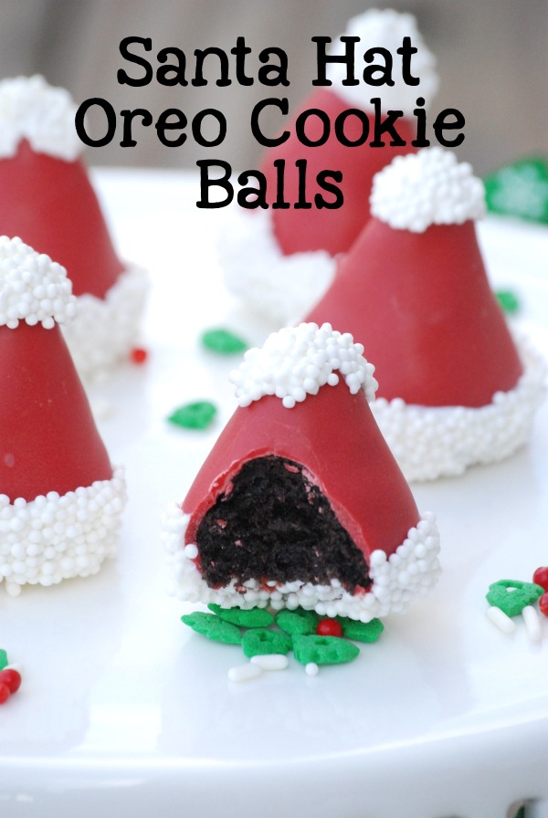 Santa Hat OREO Cookie Balls | Endlessly Inspired