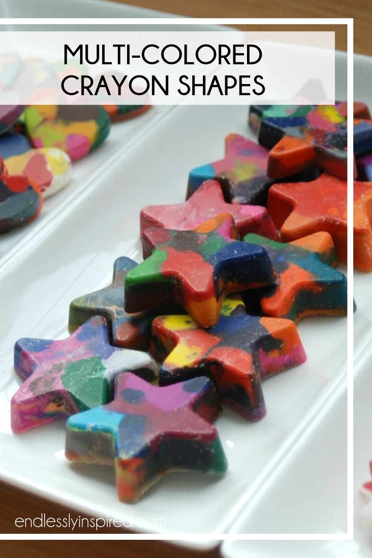 Multi-colored star-shaped crayons on a white platter