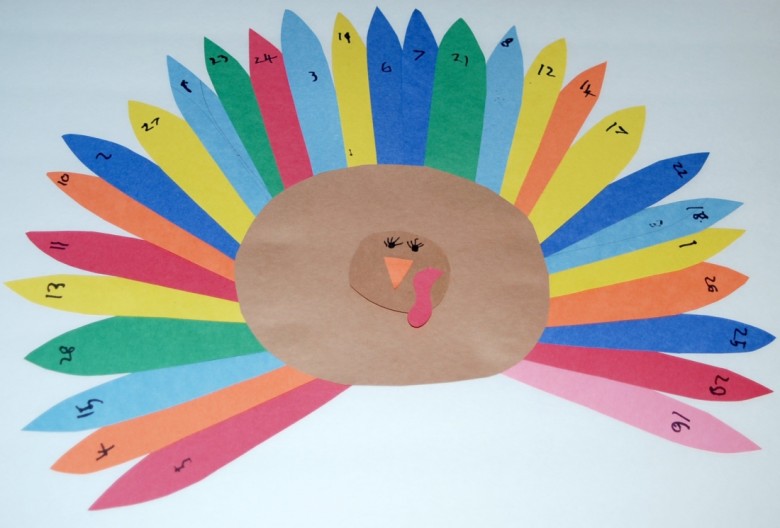 Make cute Thankful Turkeys to count down to Thanksgiving! Kids write down one thing that they're thankful for each day in November.