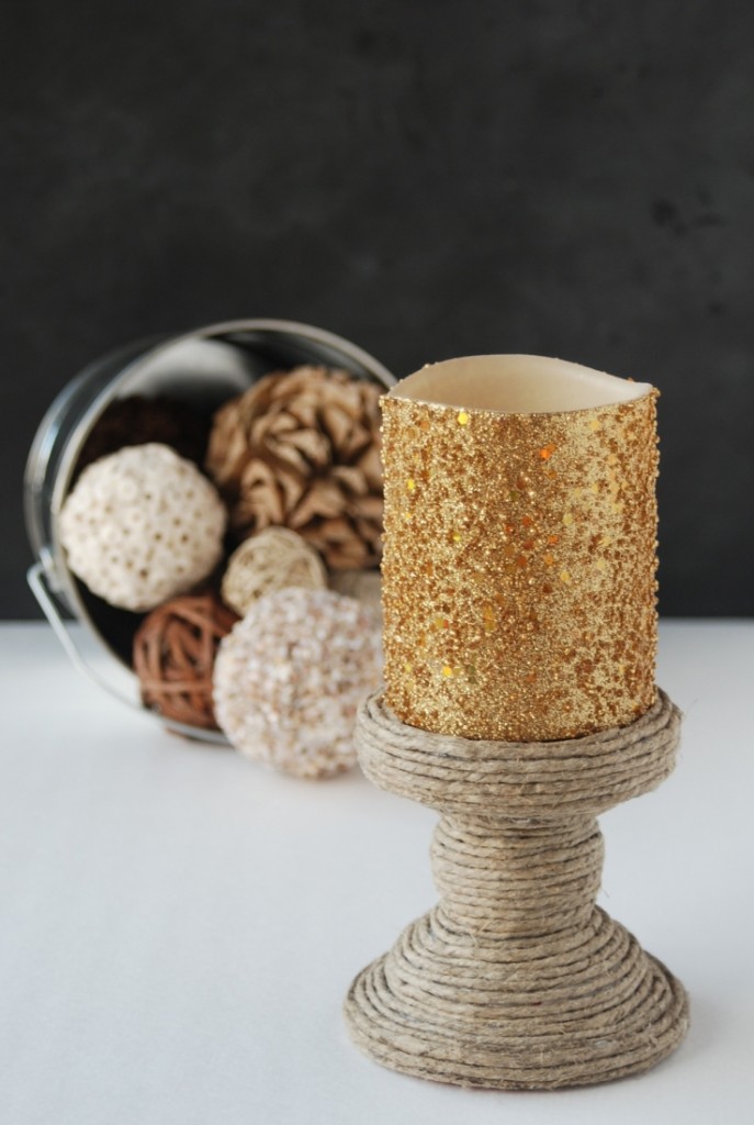 Make a jute-wrapped candle holder out of a thrift-store find. Easy, cheap and looks so great!!