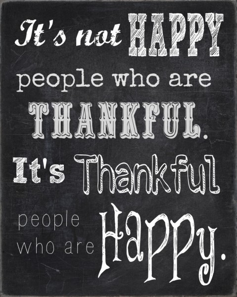 It's not happy people who are thankful. It's thankful people who are happy.