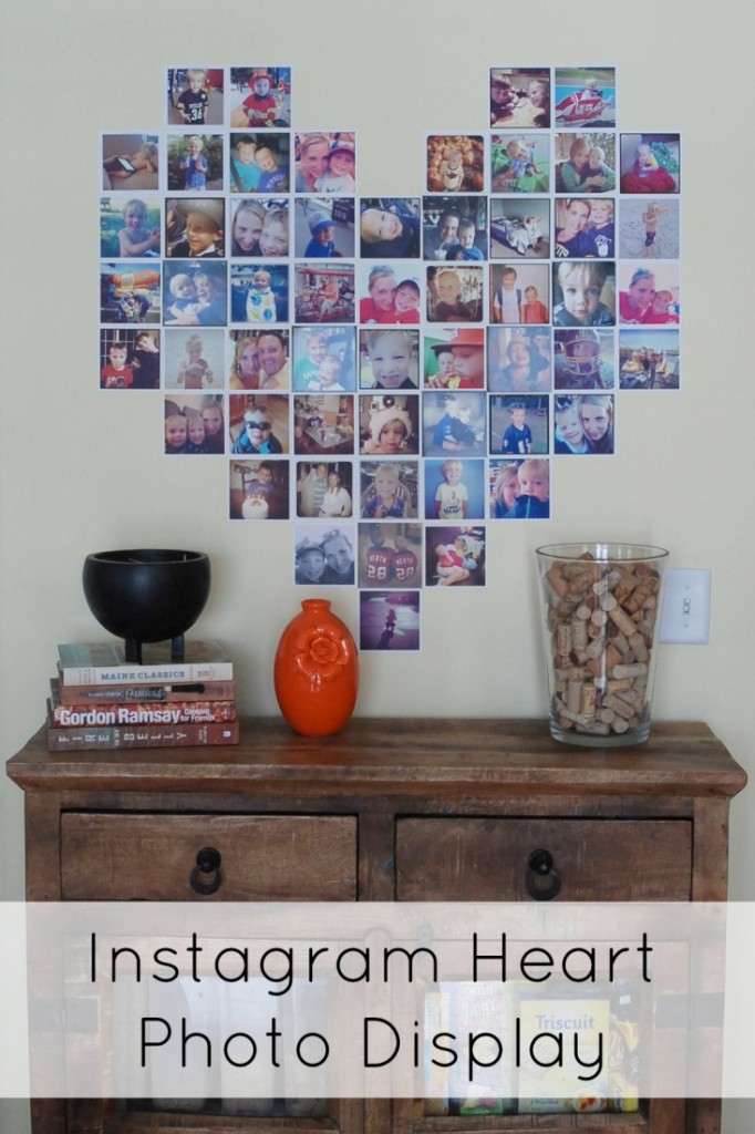 Make a heart-shaped display of Instagram photos. How cute is this?!? It even includes a pattern to use.