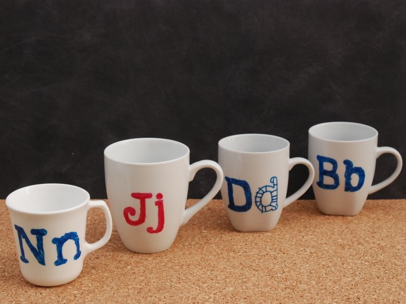Make these DIY monogram mugs for just pennies! These would be great for Christmas, birthday, or end-of-year teacher gifts