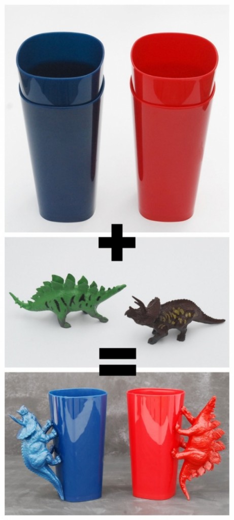 Use inexpensive plastic tumblers and plastic dinosaurs to make these awesome DIY Dinosaur Handle Cups!