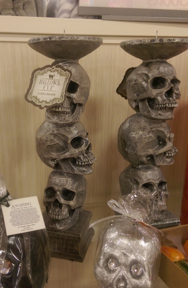 Multi Skull Pillar Candle Holder Halloween Decor 
