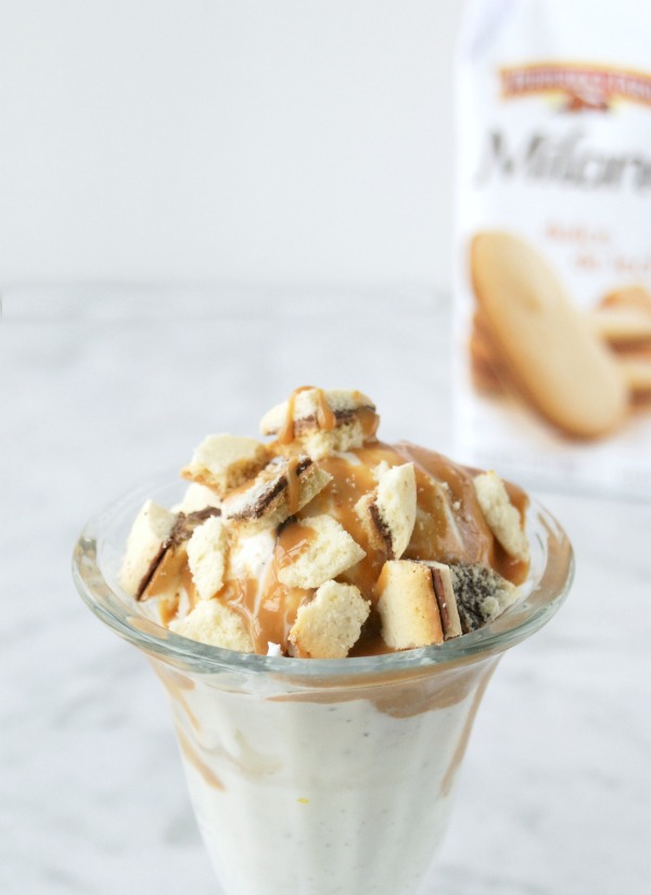 Get a little "you time" with an ice cream sundae made with vanilla ice cream, homemade dulce de leche and Pepperidge Farm Dulce de Leche Milano Cookies.