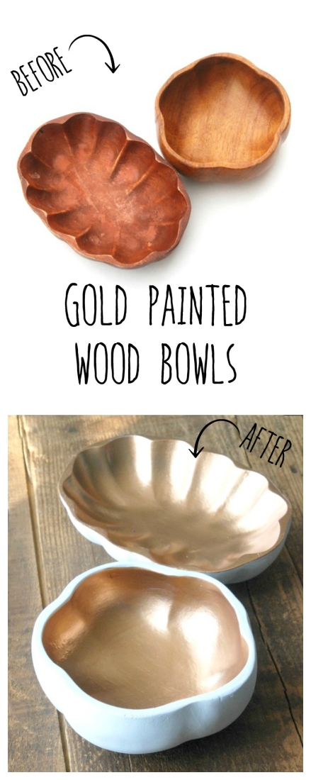Gold Painted Wood Bowls Endlessly