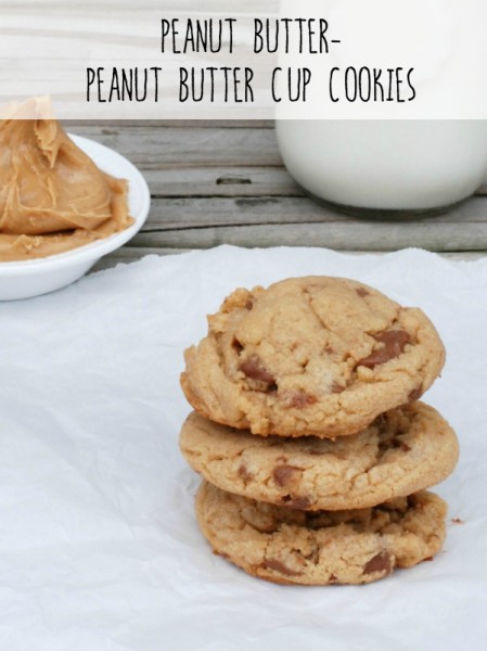 Soft, chewy peanut butter cookies stuffed chock-full of peanut butter cup pieces. Truly one of the best cookies I've ever eaten.