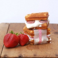 Strawberry Shortcake Waffle Ice Cream Sandwiches