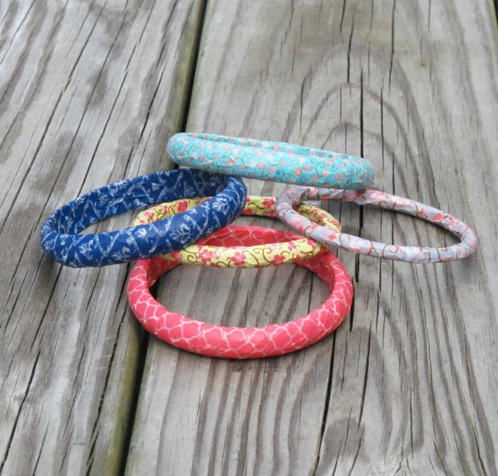 It's hard to believe these bangles are made with thrift-store bracelets and washi tape. You can make them in just minutes!