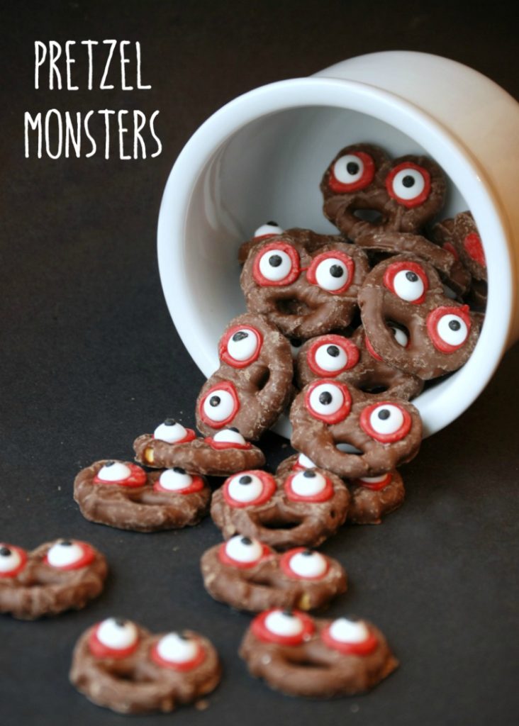 These pretzel monsters are the perfect combination of sweet and spooky. Thanks to store-bought chocolate-covered pretzels, you can make them in just minutes!