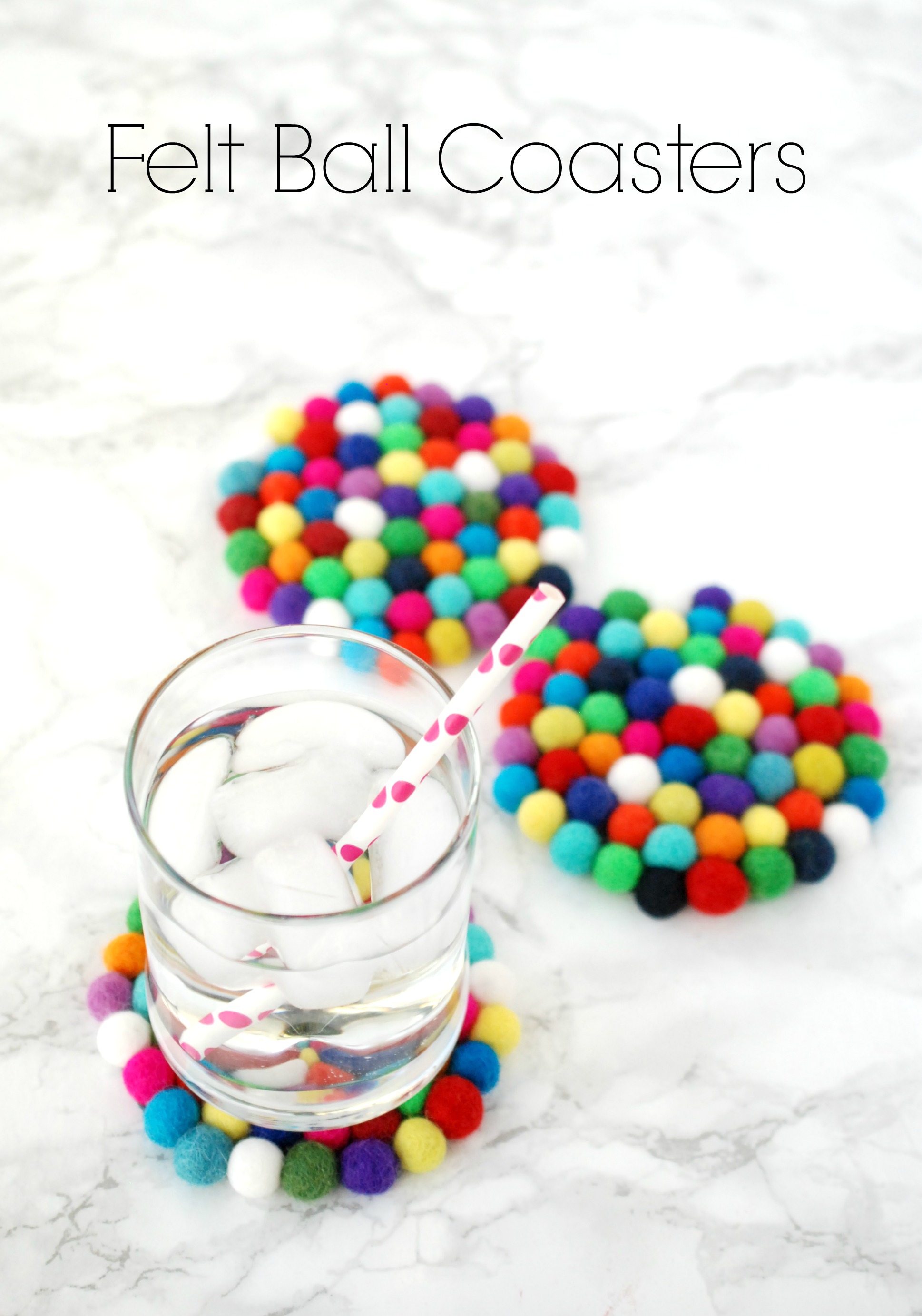 Sustainable Coasters Handmade Rainbow Felt Ball Coasters Set