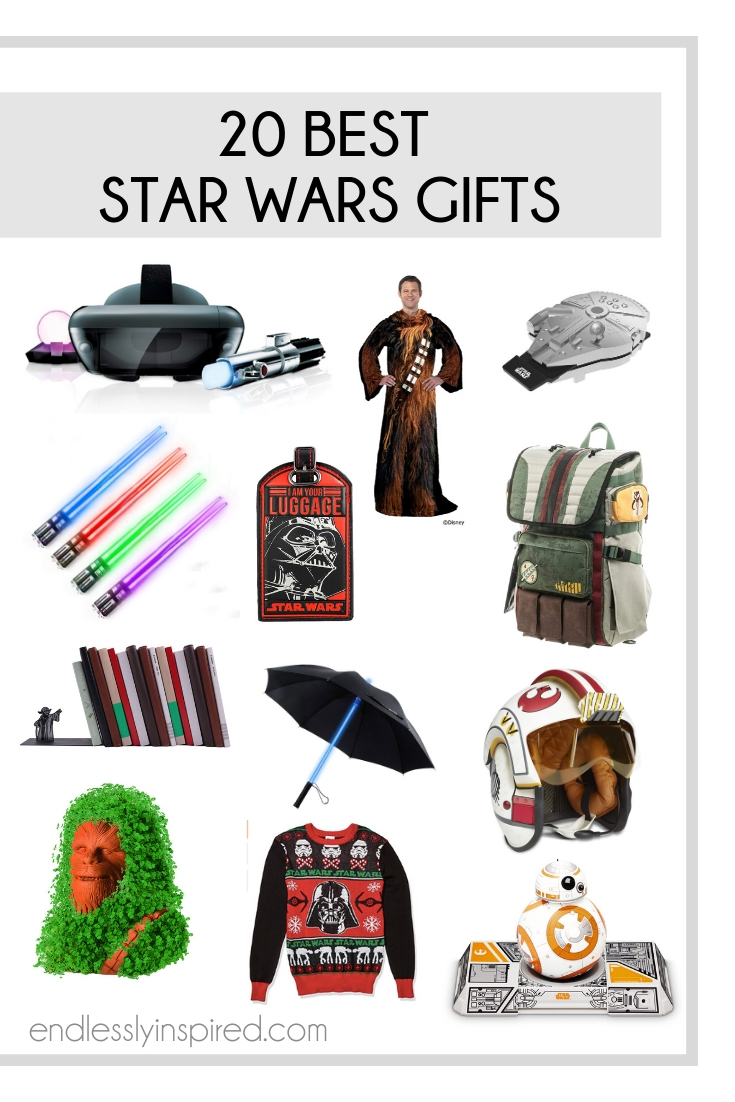 Collage of gifts for people who love Star Wars