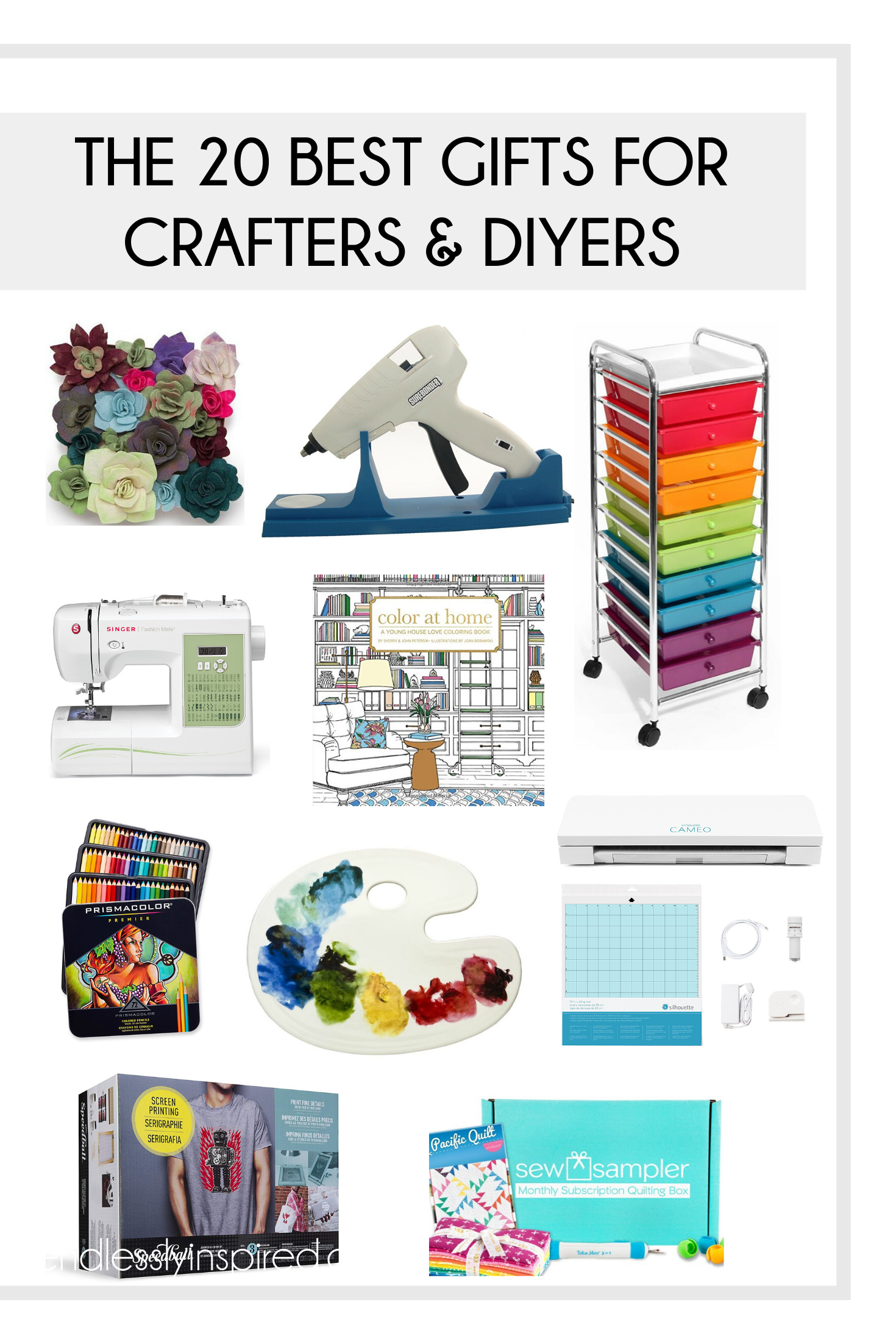 Collage of gifts for crafters and DIYers